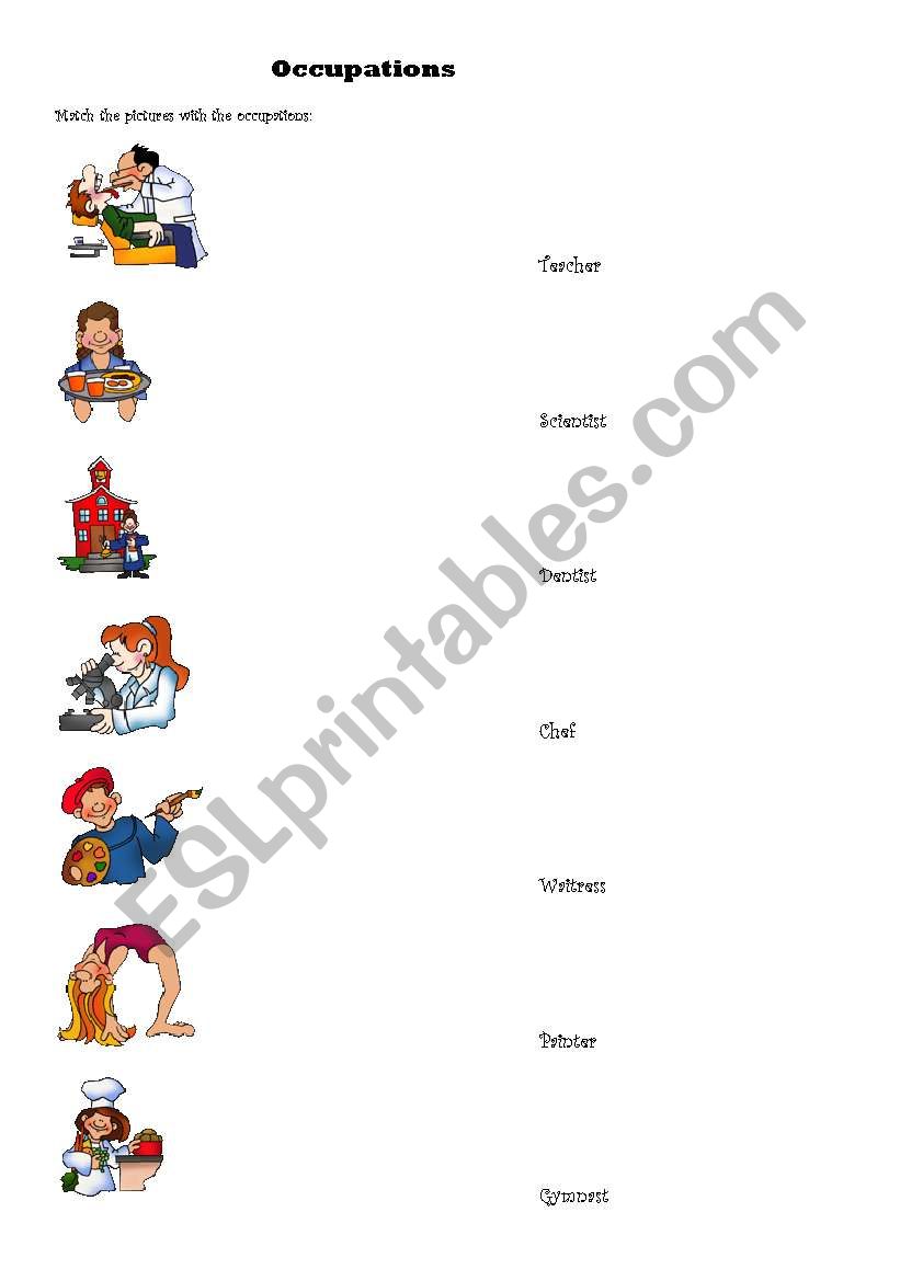 Occupations worksheet