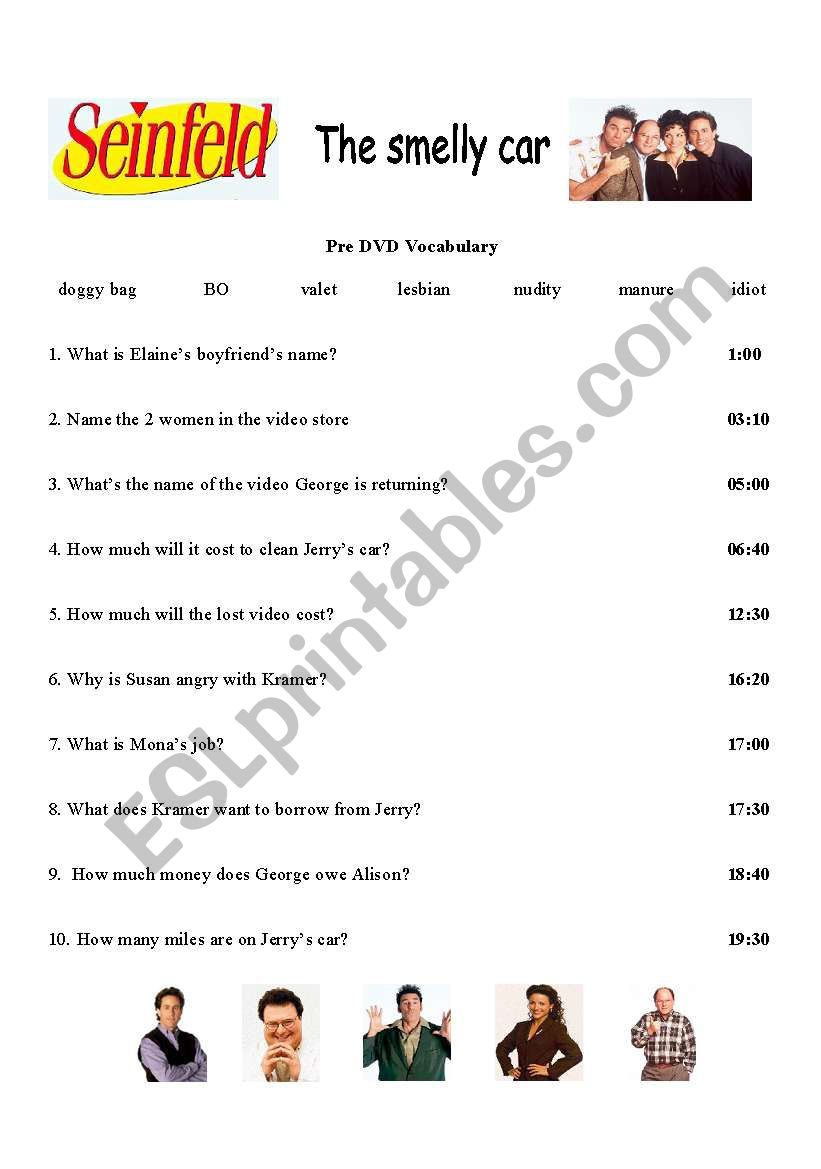 Seinfeld The smelly car worksheet