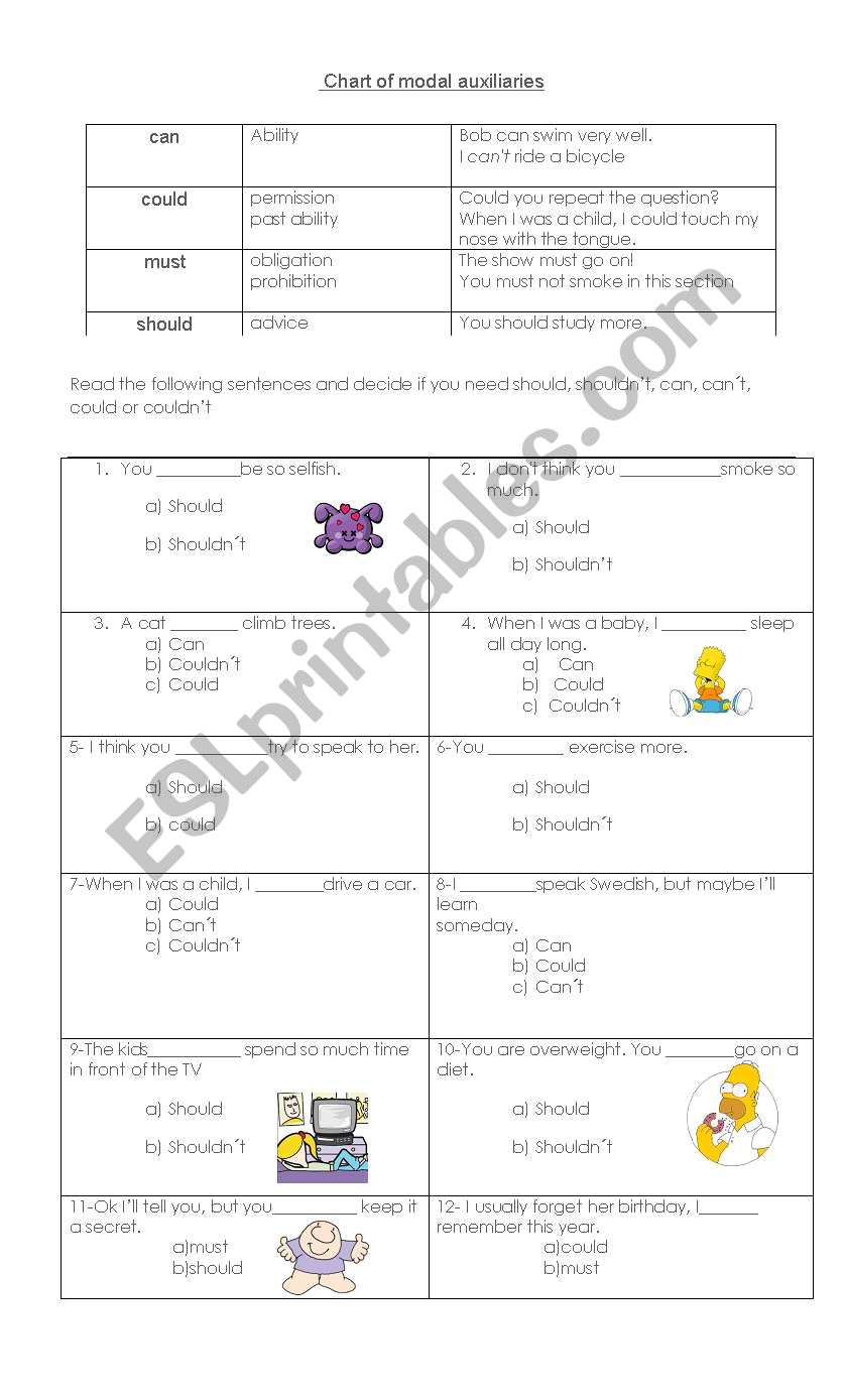 modals  worksheet