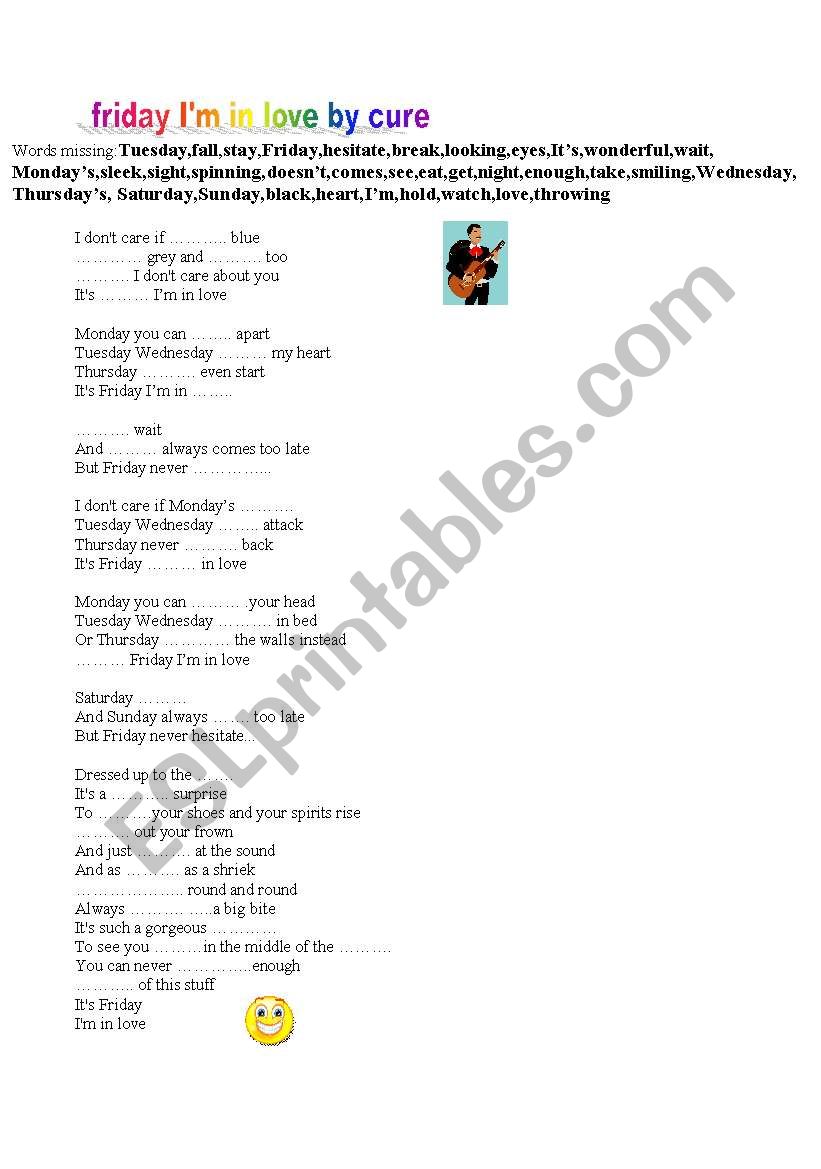 a song activity worksheet
