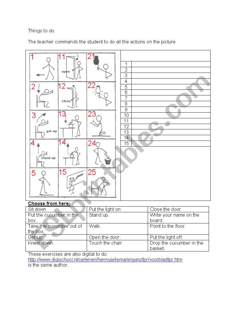 Start TPR worksheet