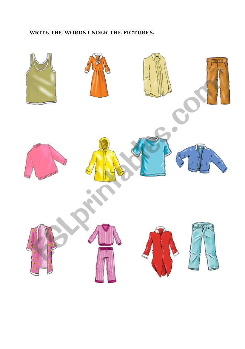 clothes worksheet