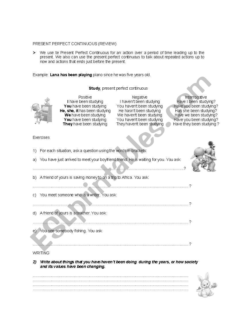 PRESENT PERFECT CONTINUOUS worksheet