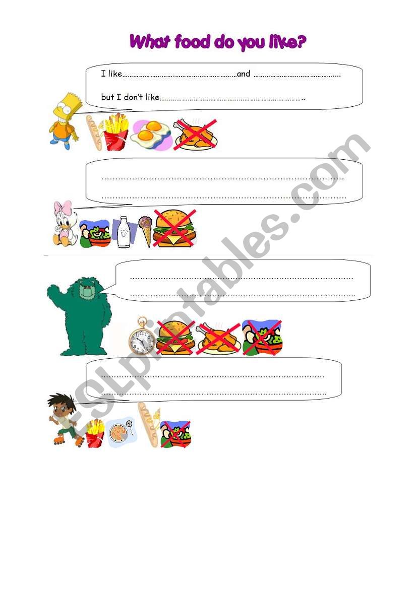 What food do you like? worksheet