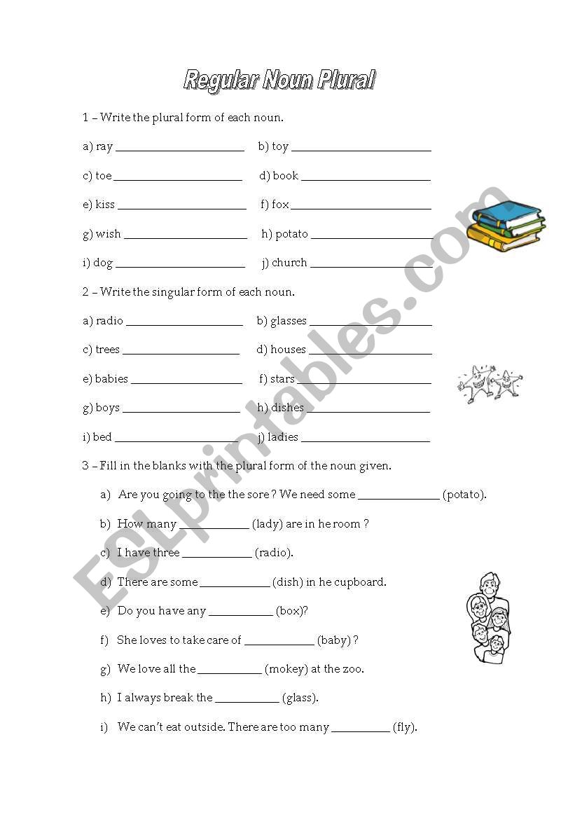 Regular Noun Plural worksheet