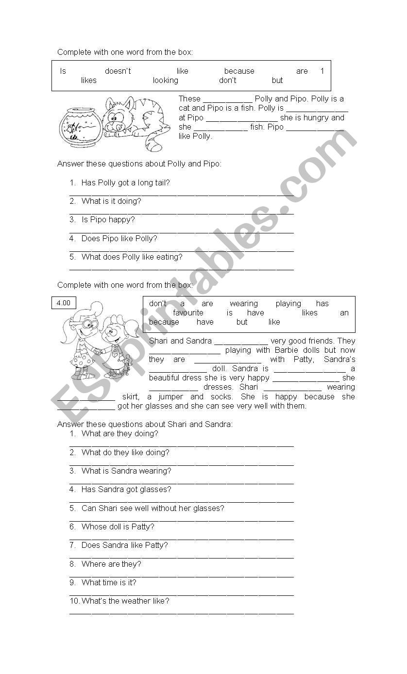 cloze test for kids worksheet