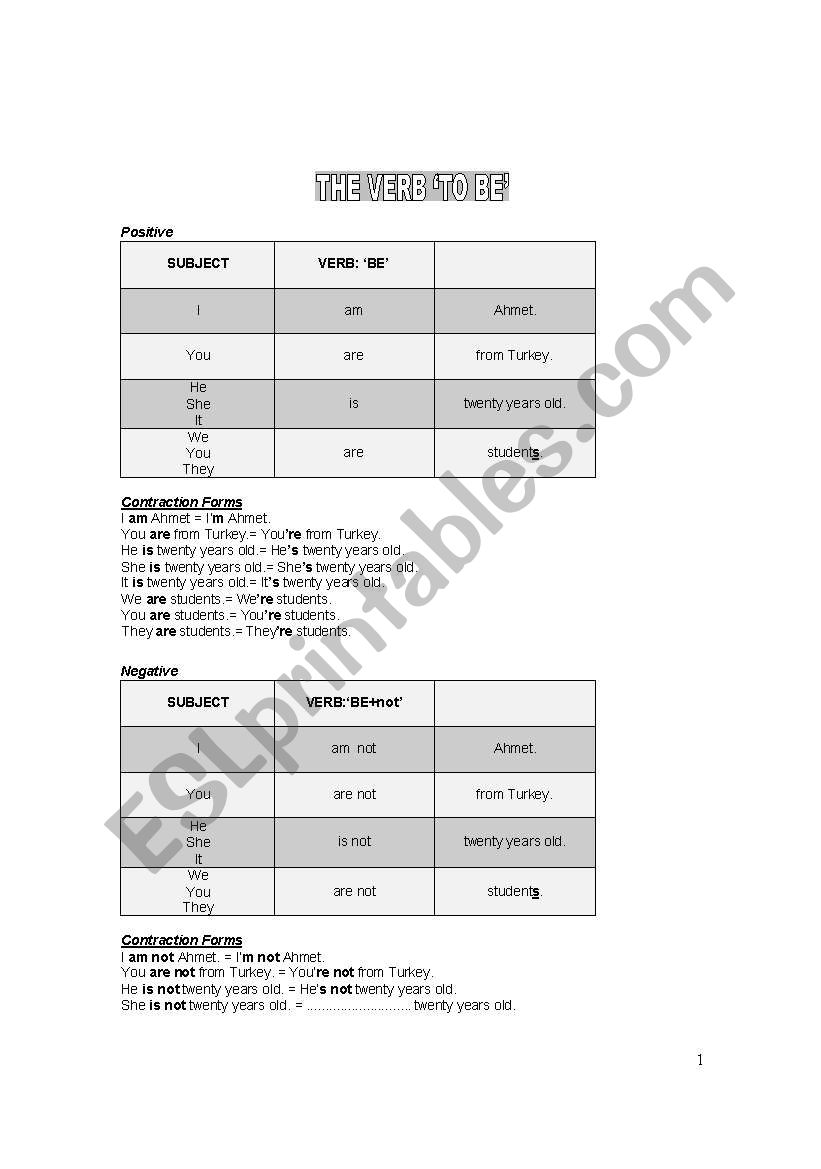 A Complete verb to be teaching set includes 9 pages!