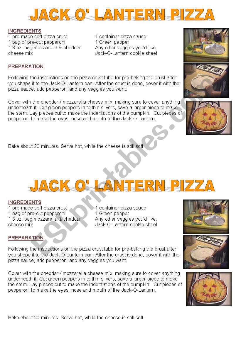 Halloween pizza worksheet
