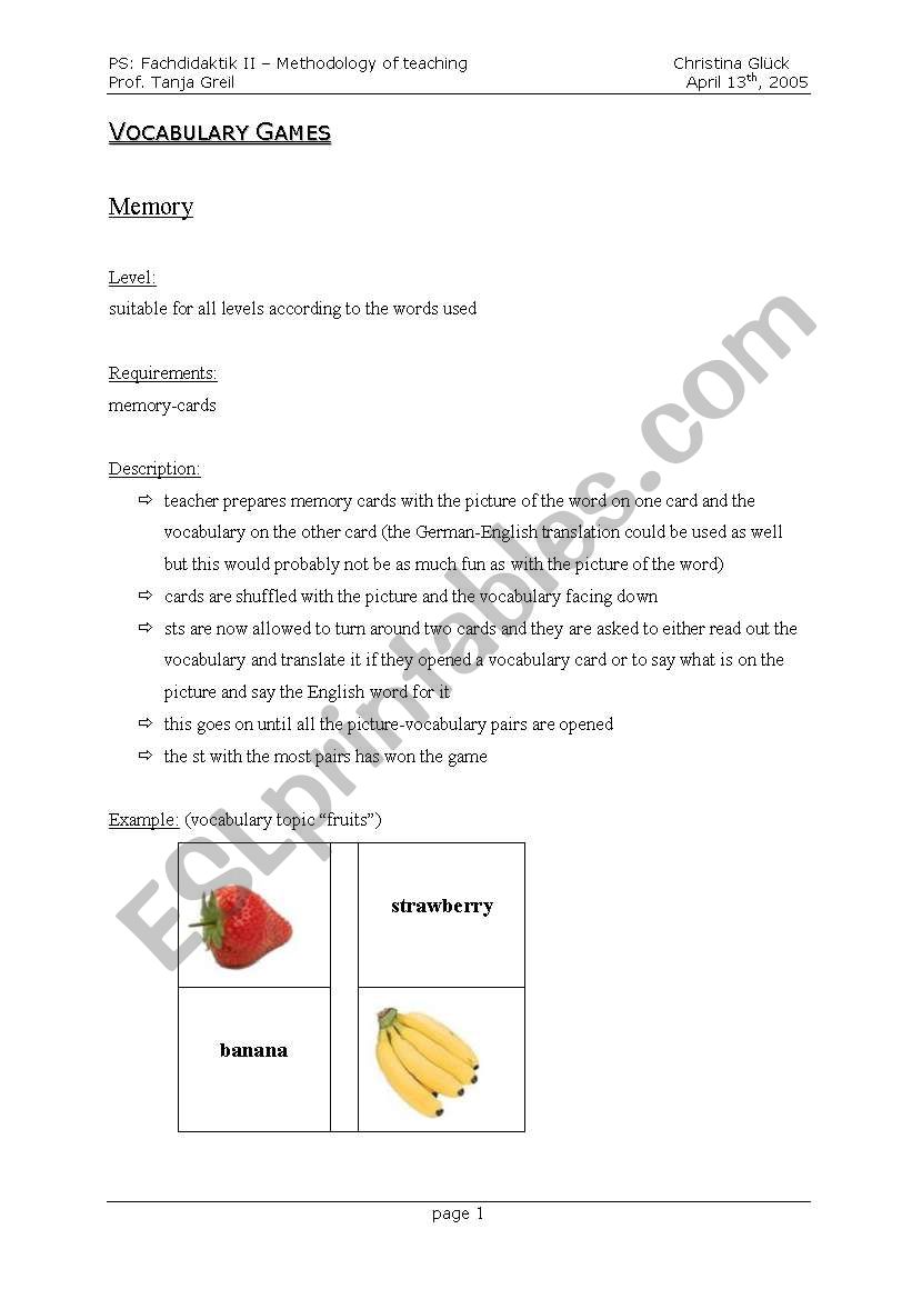 How to teach Vocabulary worksheet