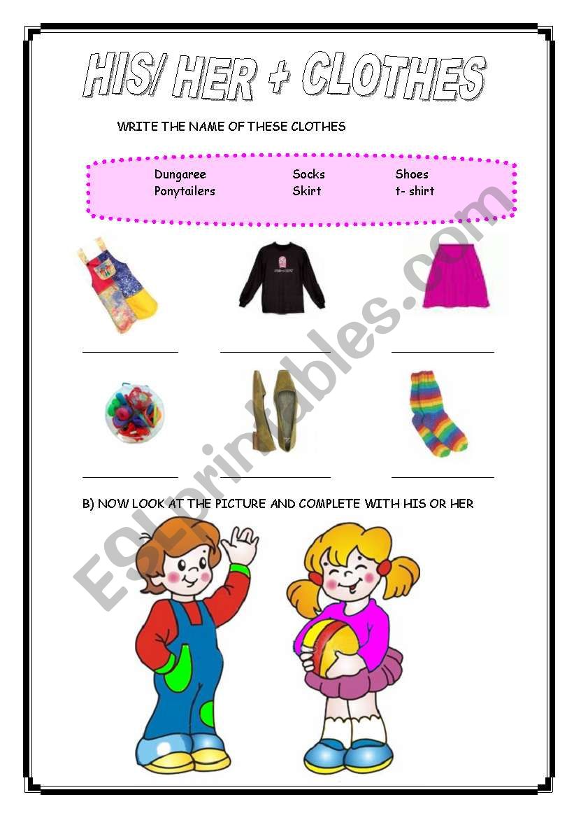 HIS/ HER + CLOTHES worksheet