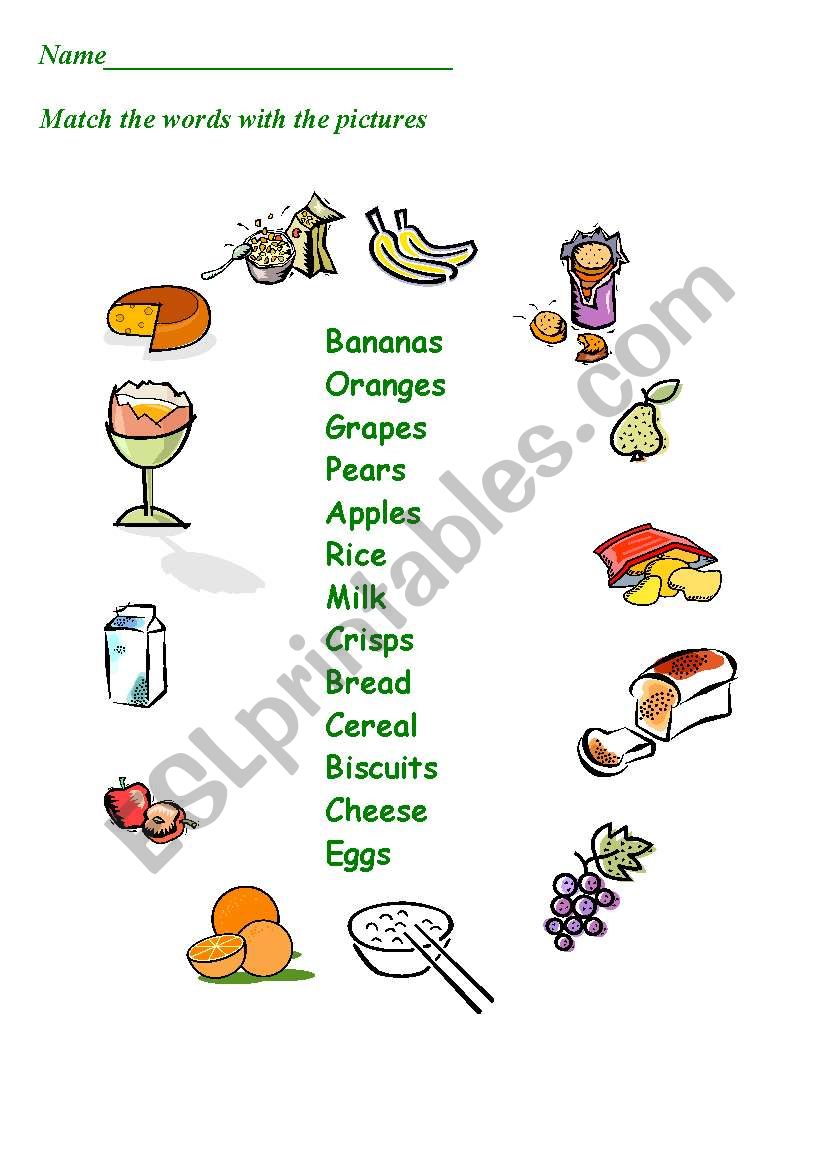 food worksheet