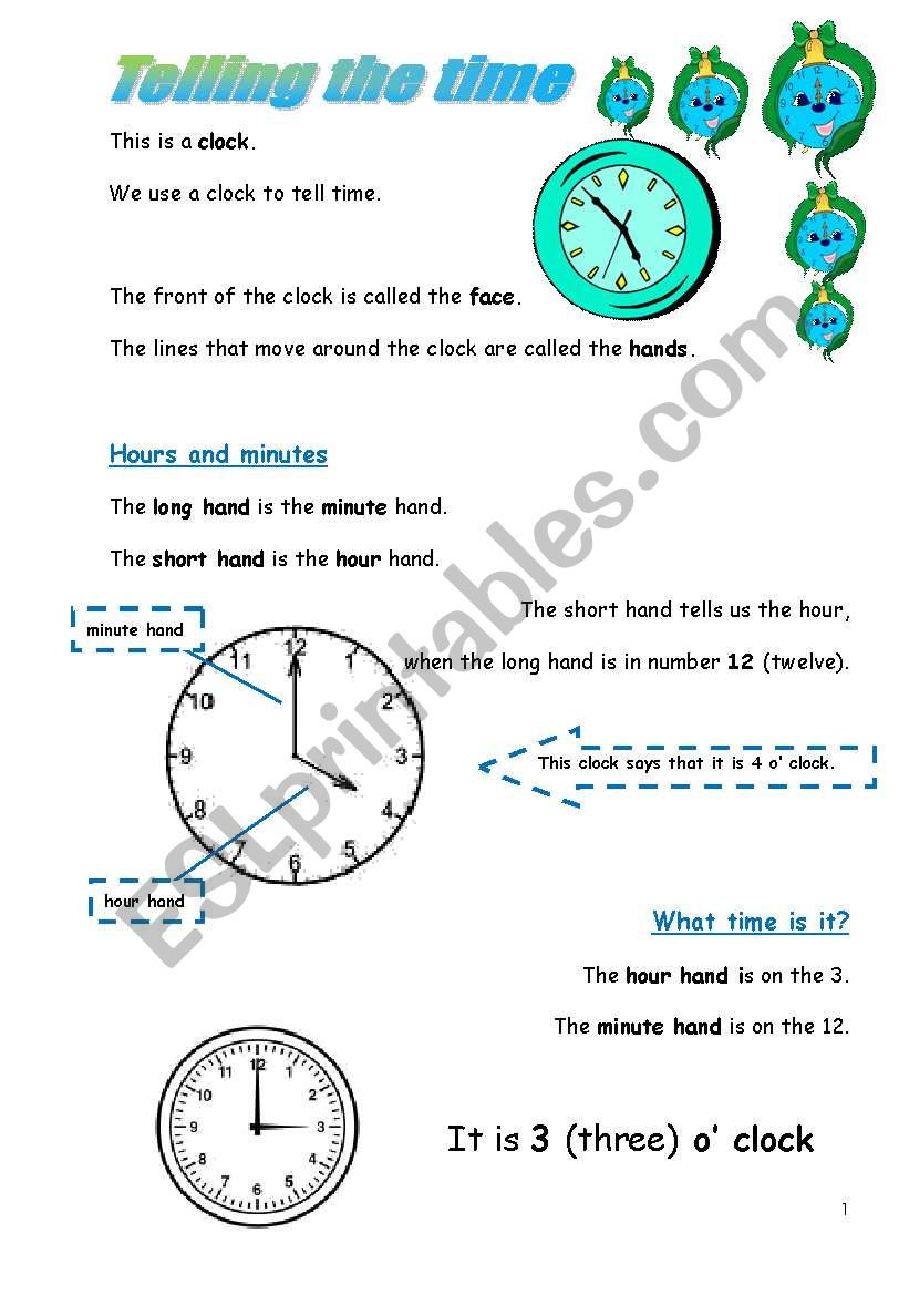 Telling the time worksheet