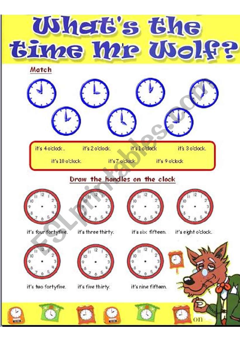 What´s the time Mr. Wolf? ESL worksheet by Azza_20