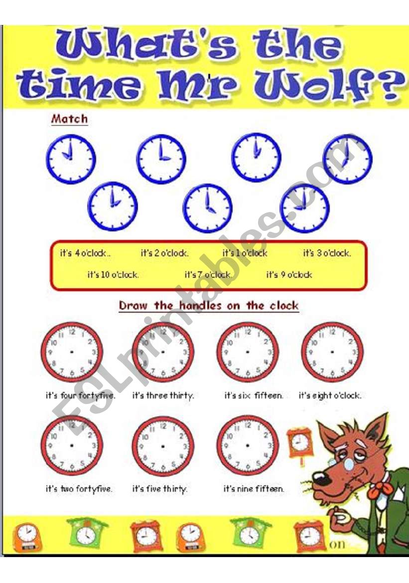 Whats the time Mr. Wolf? worksheet