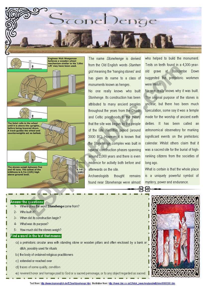 Stonehenge worksheet