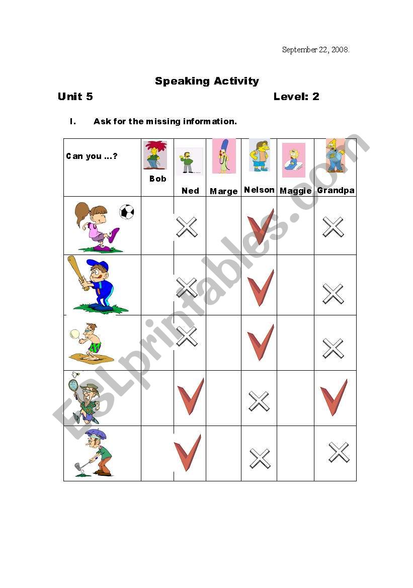 Making questions with Can worksheet