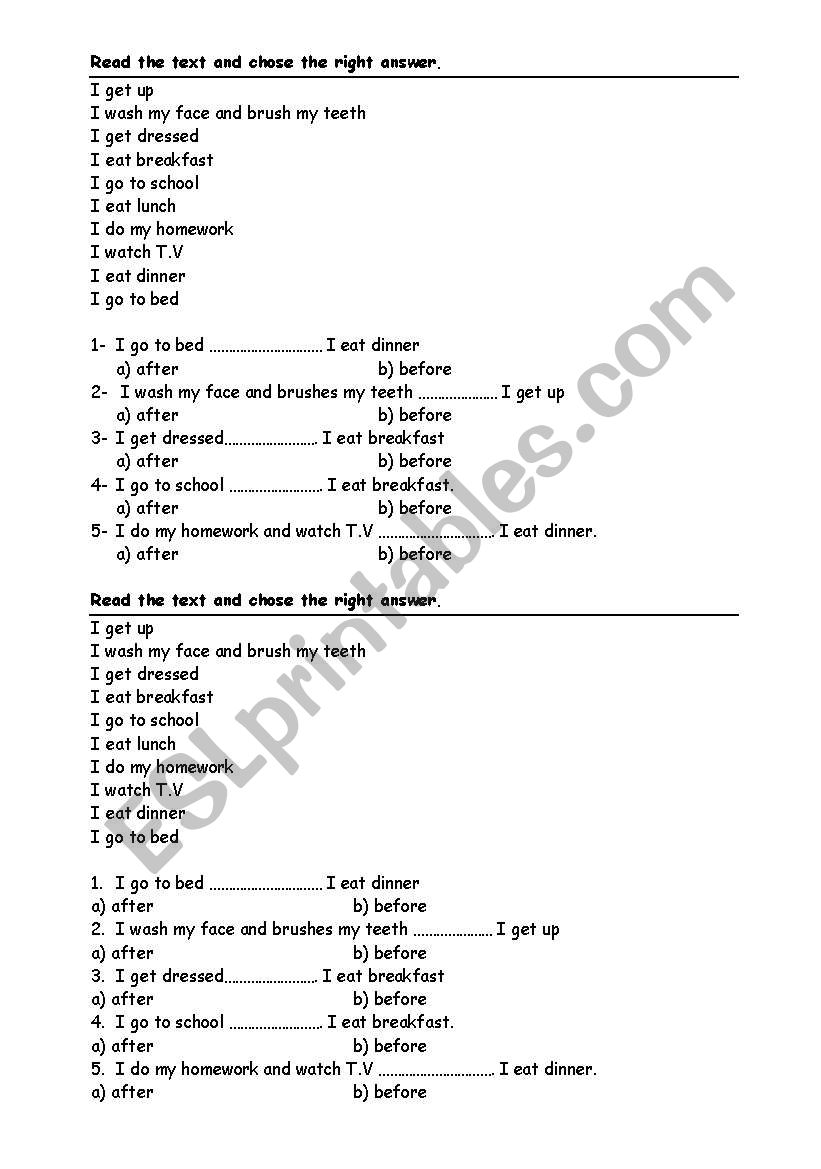 before after worksheet