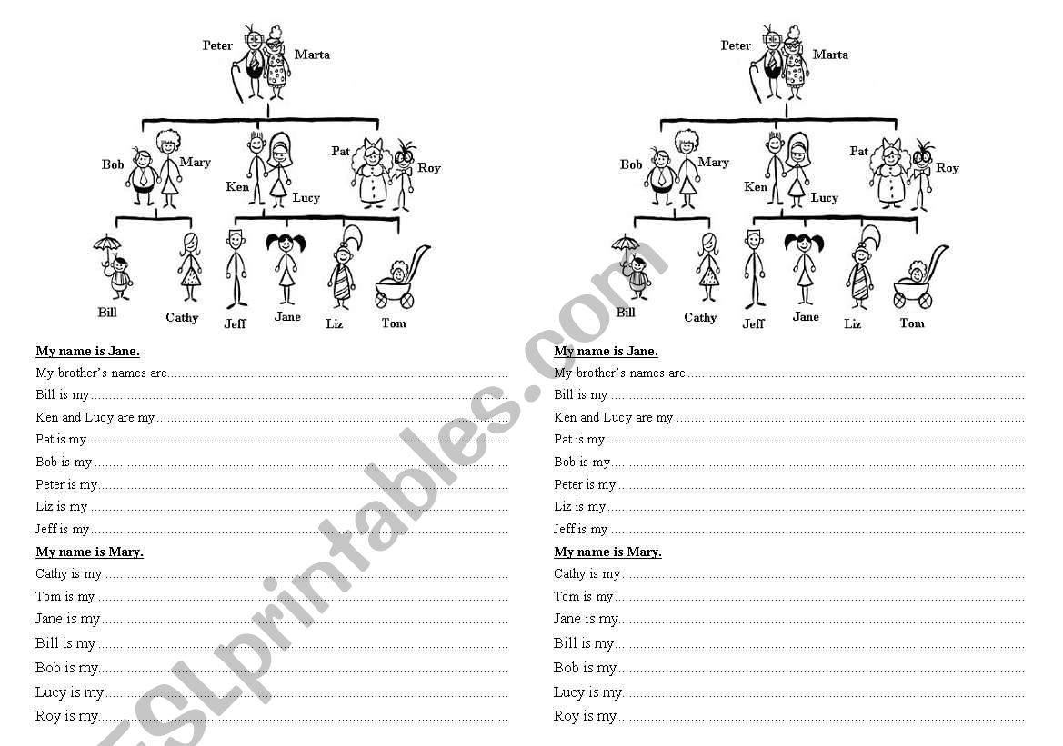 My family tree worksheet