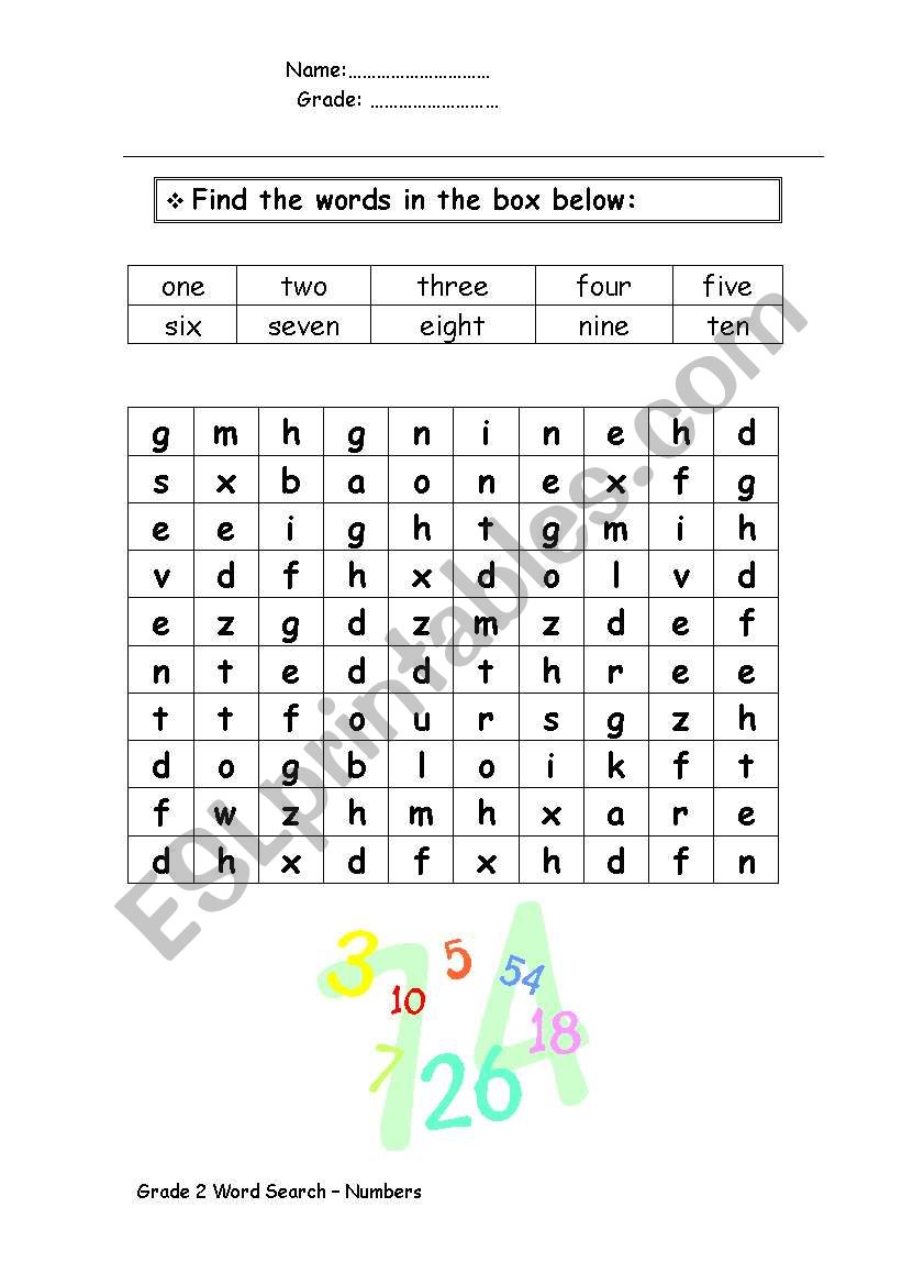 word search worksheet