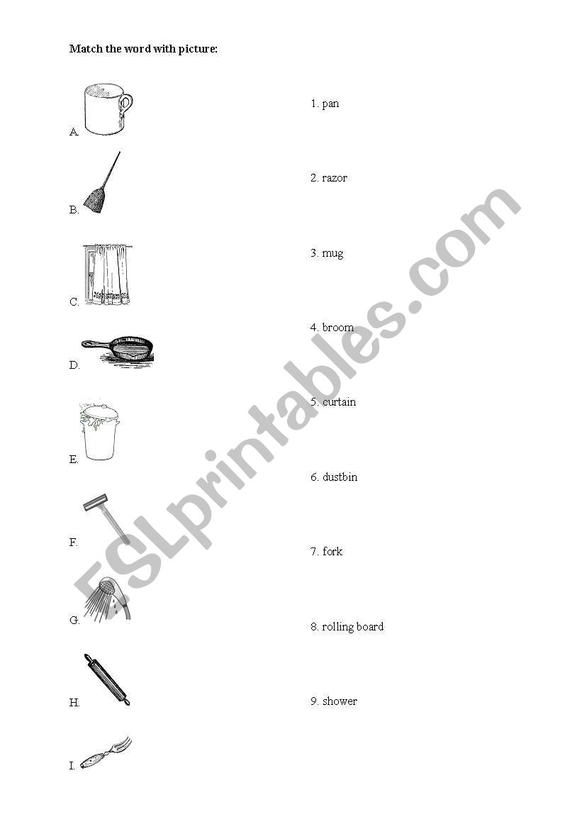 In the house worksheet