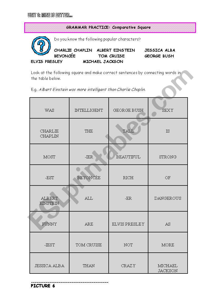 COMPARATIVE SQUARE worksheet