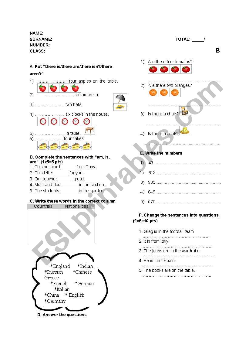 revision worksheet