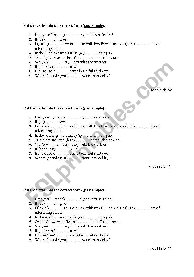 warm-up worksheet