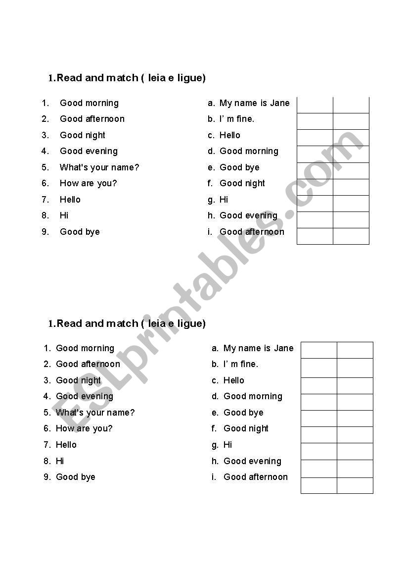Greetings worksheet