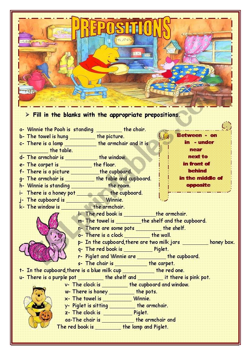 Prepositions worksheet