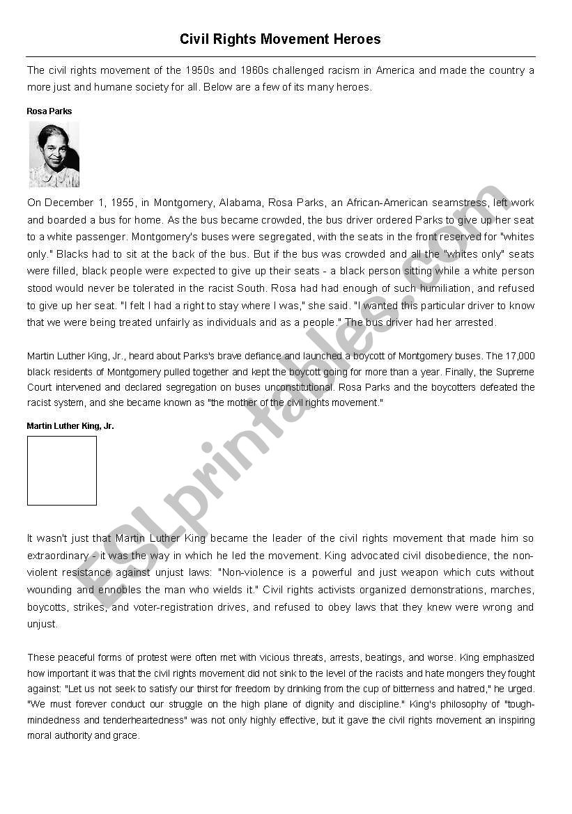 Civil Rights Heroes worksheet