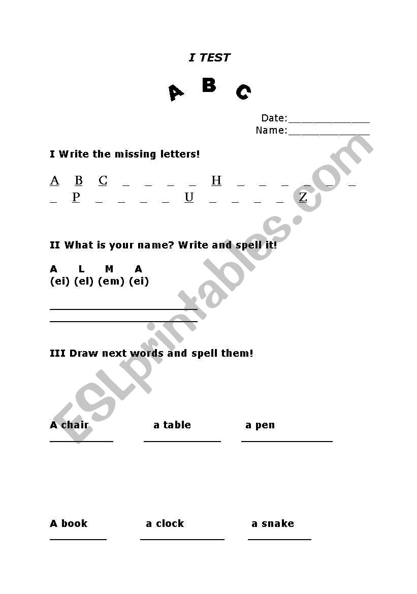 TEST worksheet