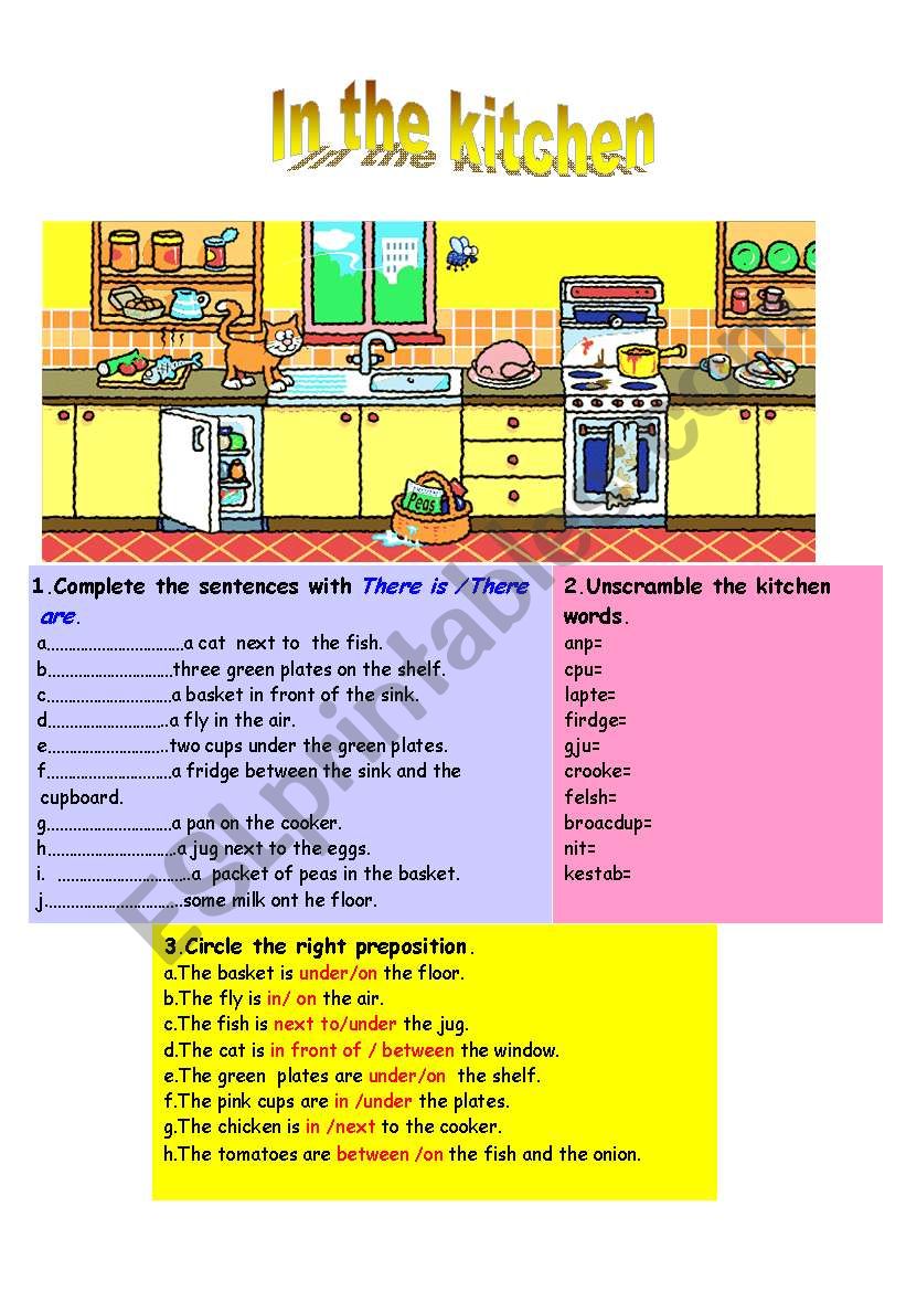 In the kitchen worksheet