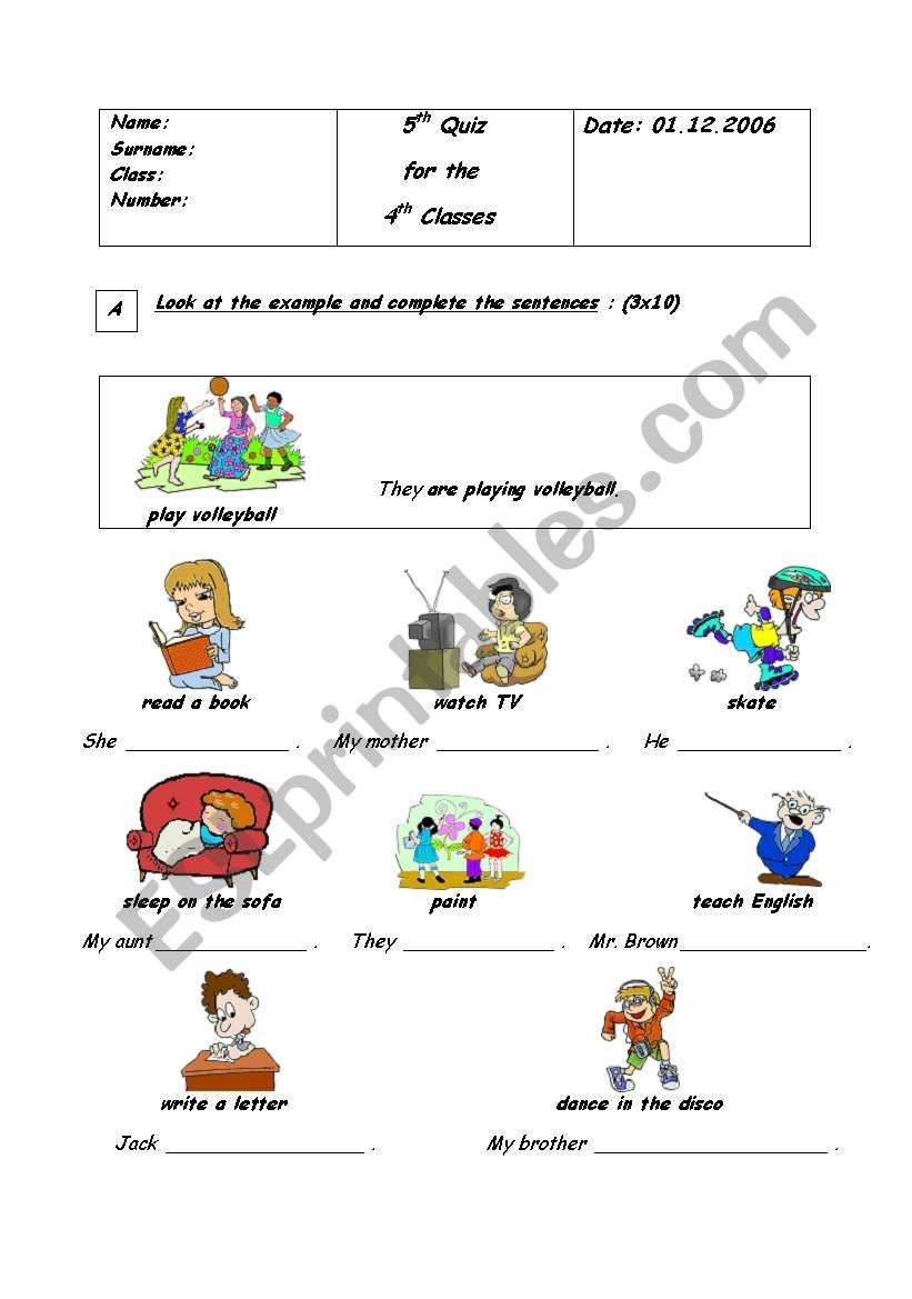 Actions worksheet