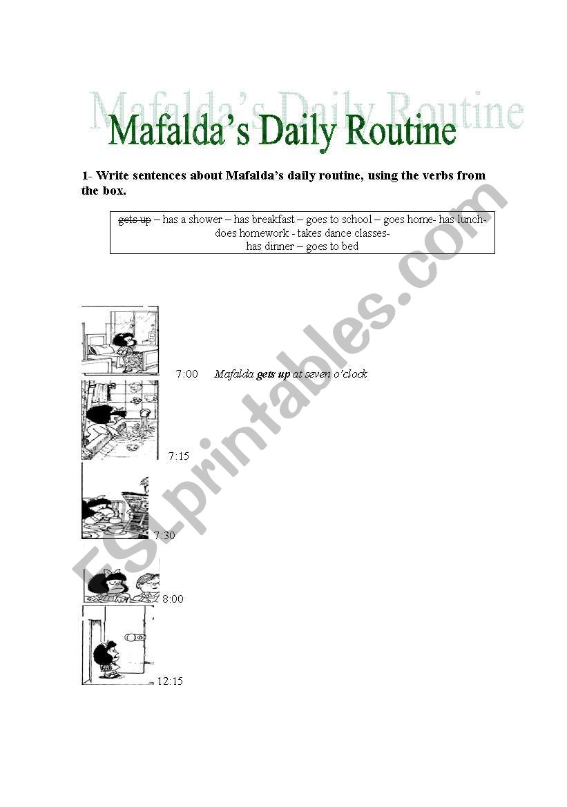 Mafaldas Daily Routine worksheet
