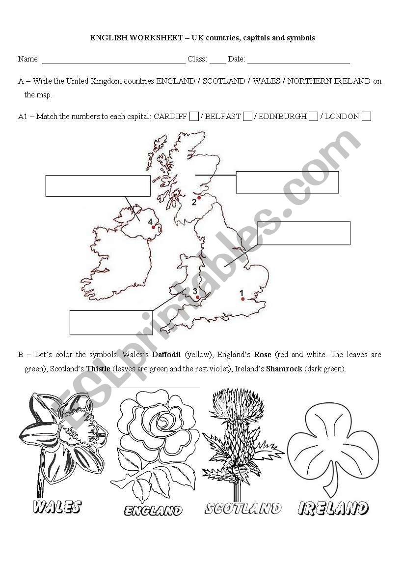 UK countries, capitals and symbols