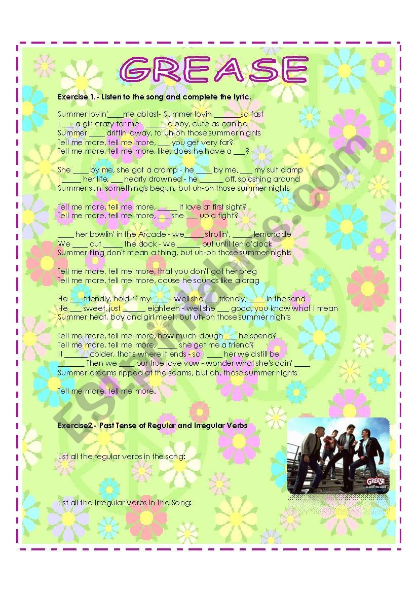 TELL ME MORE LISTENING SONG worksheet