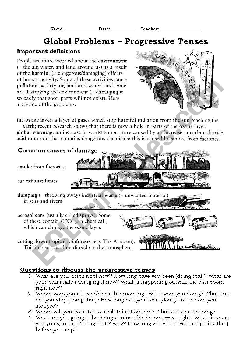 Progressive Tenses worksheet