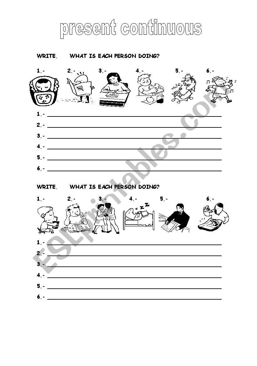 present continuous worksheet