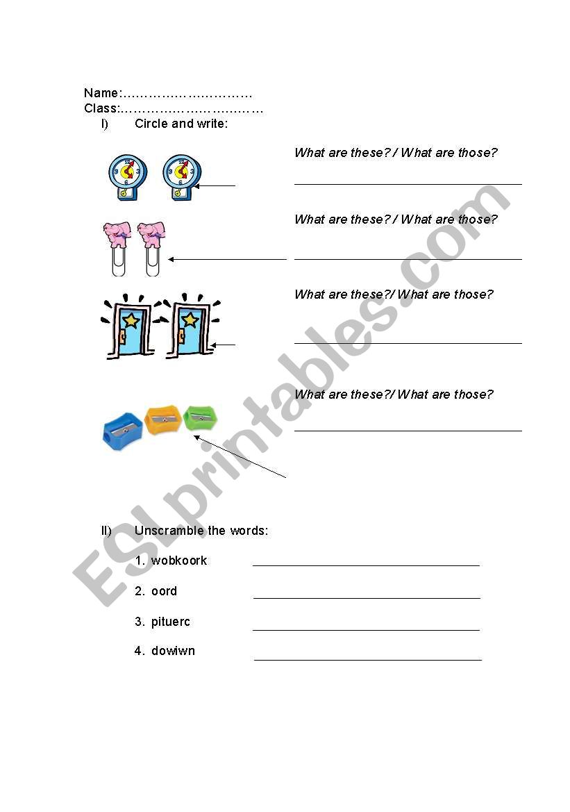 these/those worksheet
