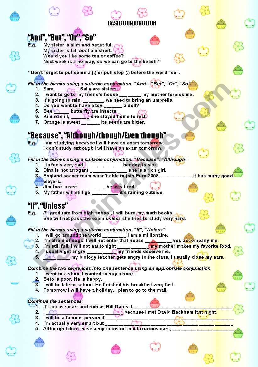 Basic Conjunction worksheet