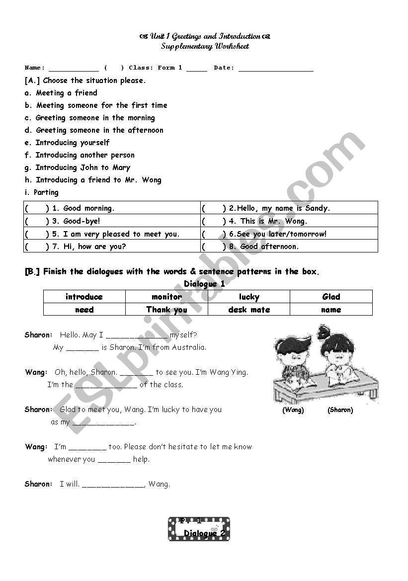 Greetings & Introduction_supplementary worksheet