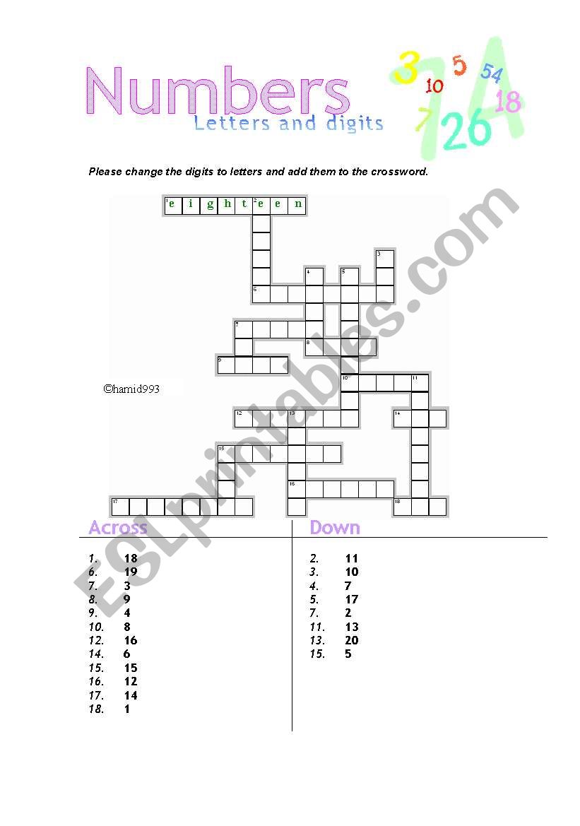 Numbers letters and digits worksheet
