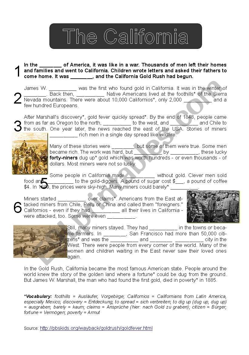 The California Gold Rush worksheet