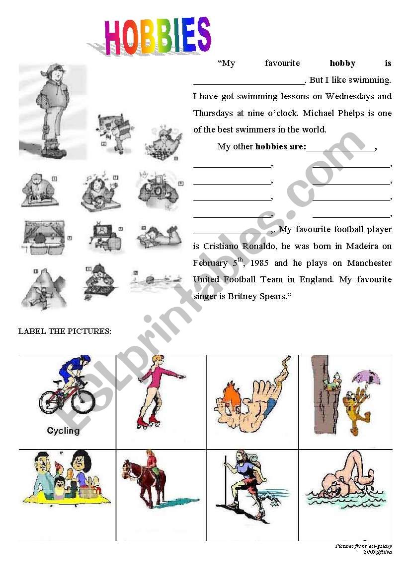 My favourite hobby worksheet