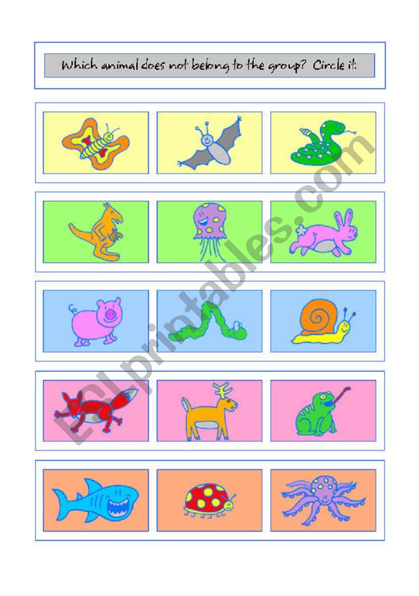 which-animal-does-not-belong-esl-worksheet-by-mischa