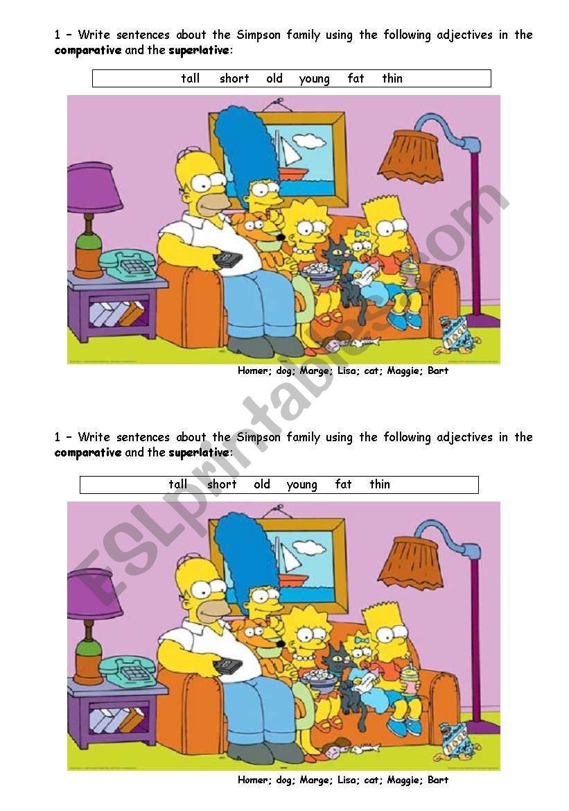 Comparative and Superlative - Simpsons exercise