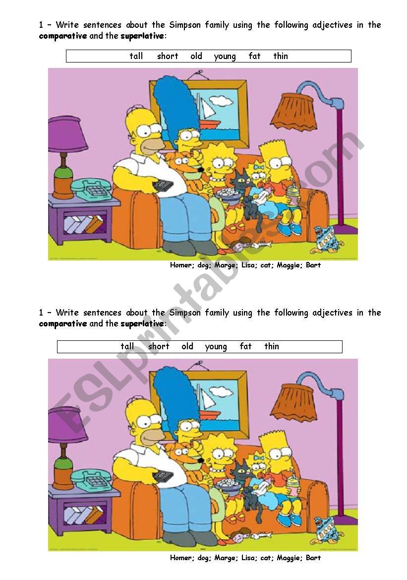 Comparative and Superlative - Simpsons exercise