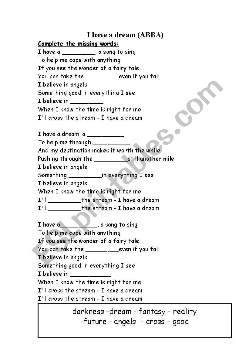 I Have A Dream Worksheet Elementary Herbalic