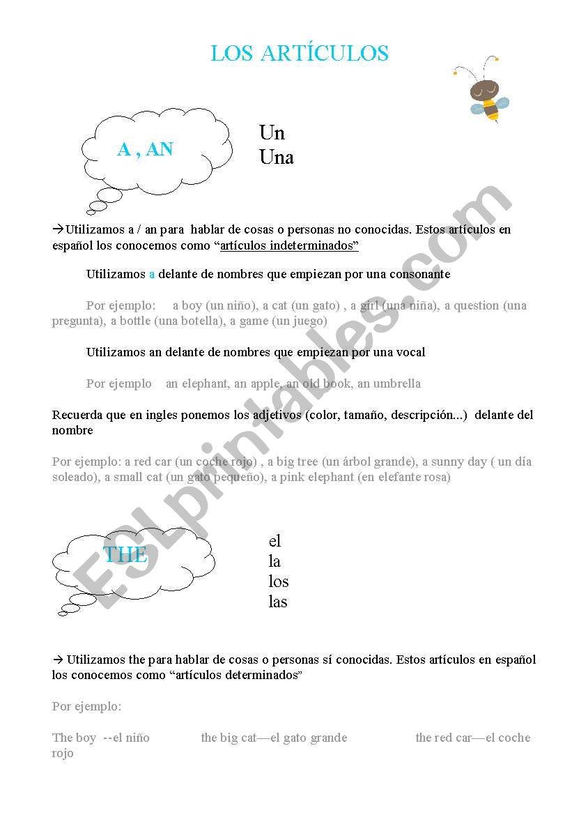 Articles a,an & the worksheet