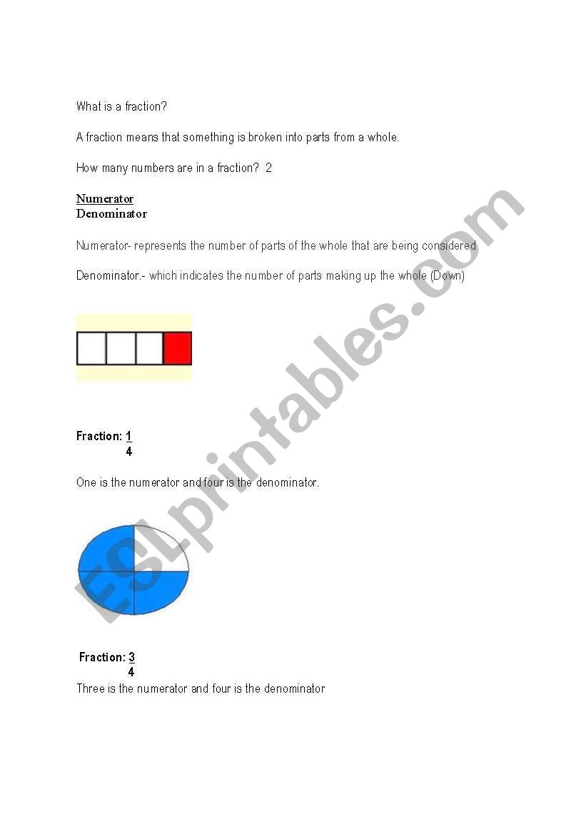 Fraction worksheet worksheet